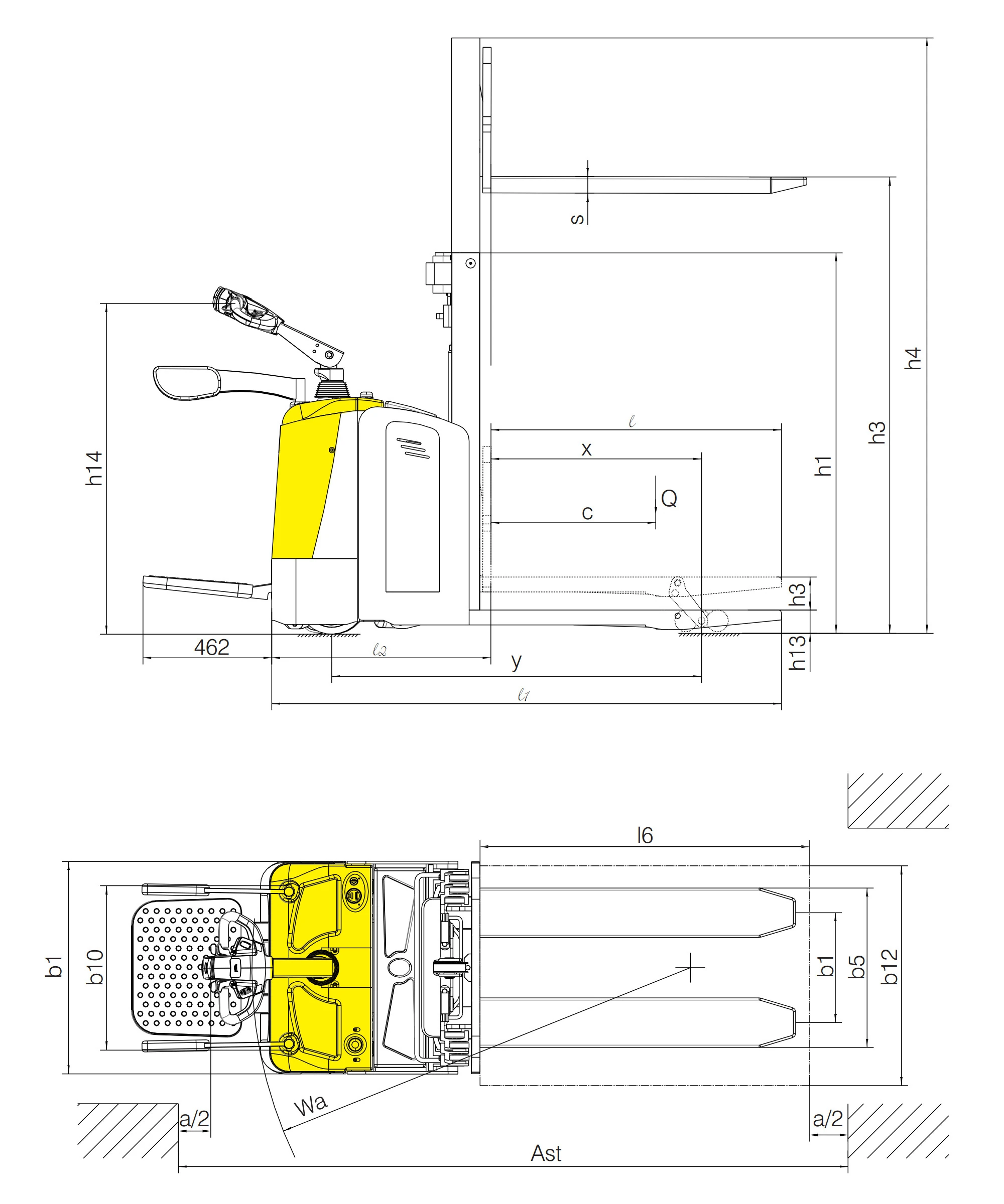 EVP20-IP-sähköhaarukkavaunu, nostokorkeus 1600–2500 mm