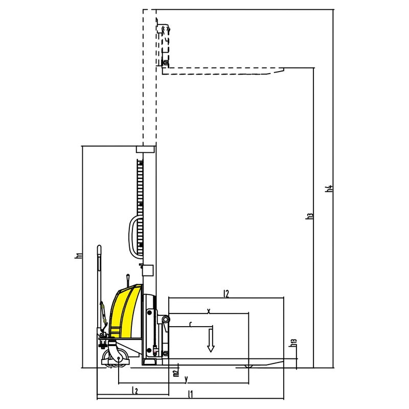 Puolisähköinen 1500 kg:n pinoamisvaunu PEVV15-PV