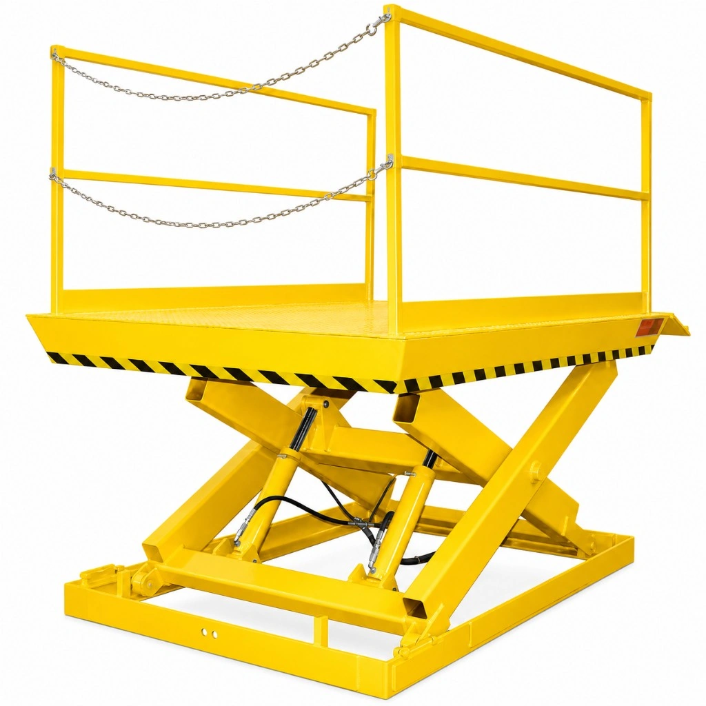 Hydraulinen HPSU-kuormausramppi nostettuna 1500 mm:n korkeuteen