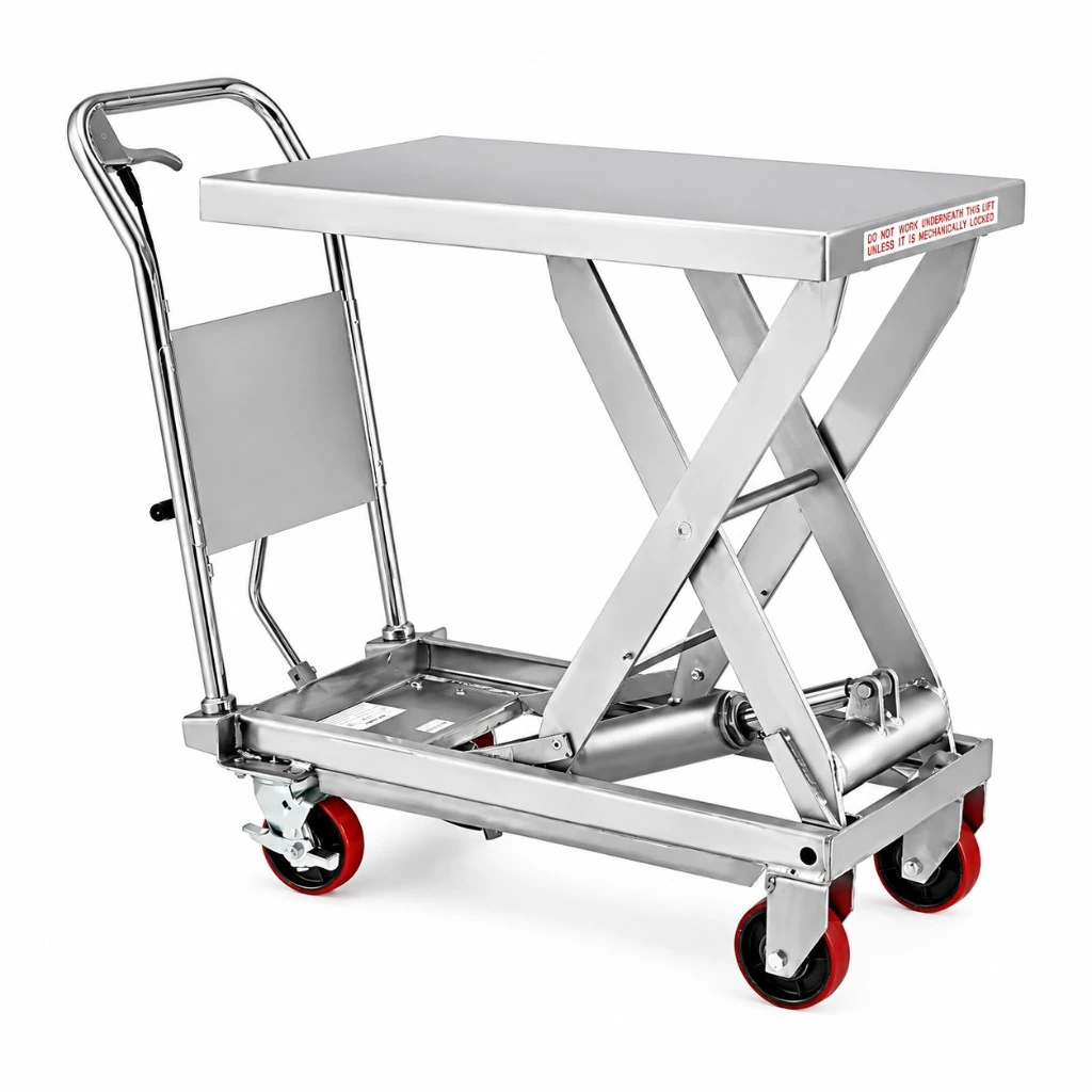 Ruostumattomasta teräksestä valmistettu siirrettävä nostopöytä (MPS300S), 300 kg