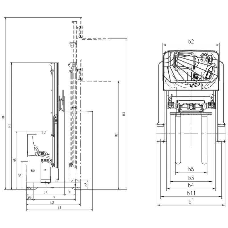 Sähköinen työntömastotrukki REV20VP, 2000 kg ja 8000–12000 mm – kuva 5